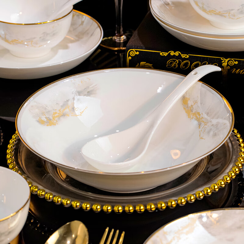 Yichen Jingdezhen ceramic bowls and dishes complete set of bowls and dishes for home use 2025 high-looking bowls and chopsticks as housewarming gifts