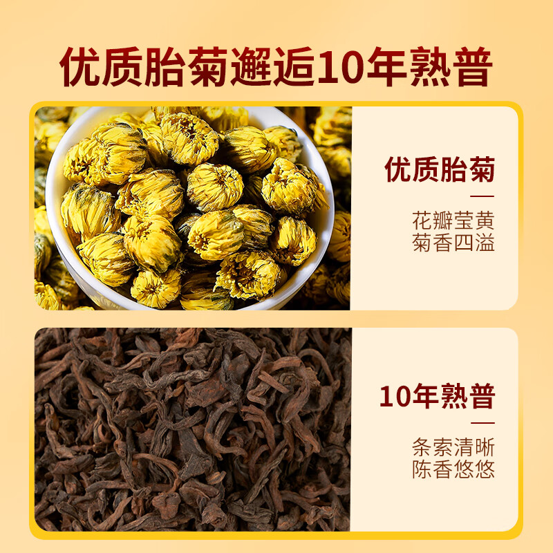 Mengchang Chrysanthemum Pu'er 175g Yunnan Tea Pu'er Tea Ripe Tea 2014 Tea Materials Small Square Pieces Cold Brew Tea Self-Drinking Tea