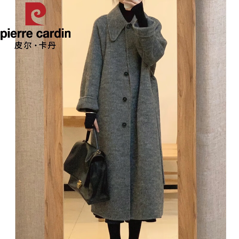 皮尔卡丹(pierre cardin)2025秋冬季新款呢子大衣女毛呢外套小个子韩系中长款赫本风 深灰色 S