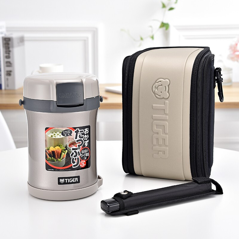 TIGER lunch box stainless steel lunch box buckle type high performance thermal insulation lunch box LWU-B17C 1.22L