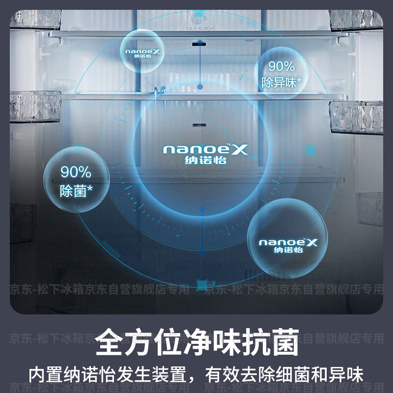 Panasonic 528L French multi-door mirror refrigerator household ultra-thin embedded air-cooled frost-free automatic ice making energy-saving first-class energy efficiency NR-F543TXE-M national subsidy