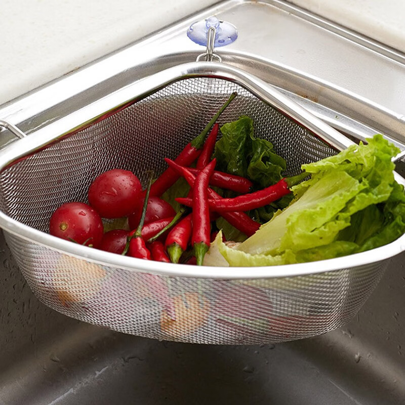All-purpose stainless steel sink filter triangle drain net drain rack leftover artifact kitchen storage rack storage rag rack
