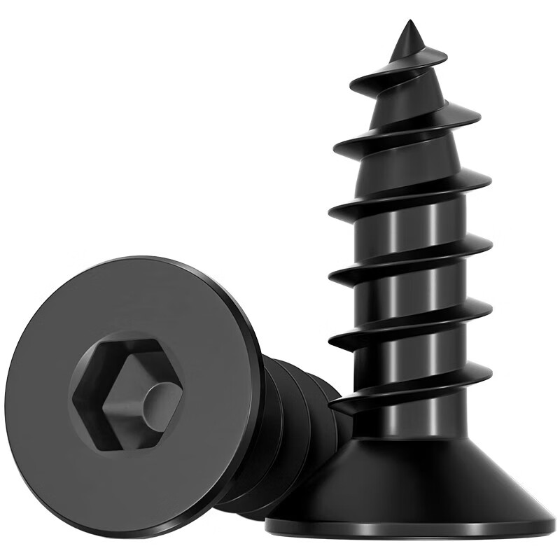 Tianzhuo Hardware black 304 stainless steel countersunk head hexagonal self-tapping screws flat head screws self-tapping wood screws MM2M3M4 ---The following is the true color of 304 ---