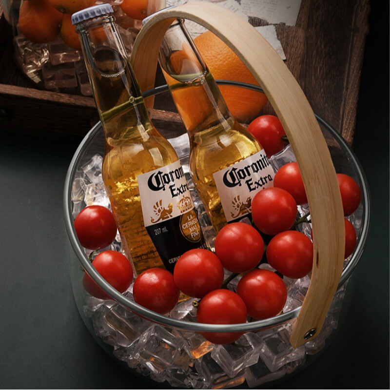 Wozhiwo ice bucket household high-value high borosilicate glass champagne beer red wine bar supplies ice bucket commercial large transparent color