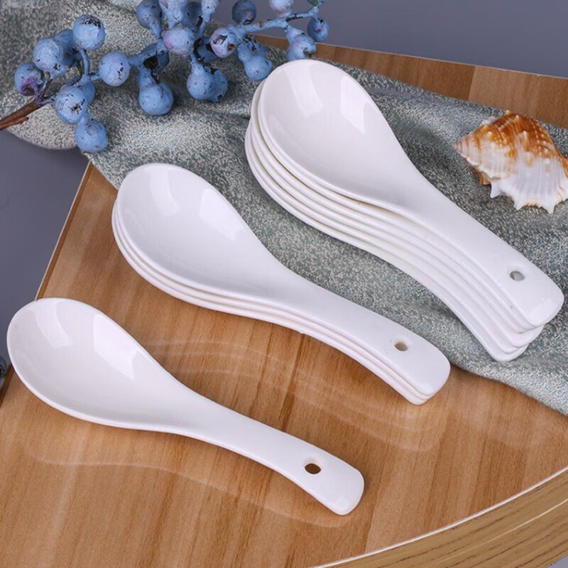 Yexiang 10 small ceramic spoons small spoons rice spoons pure white spoons