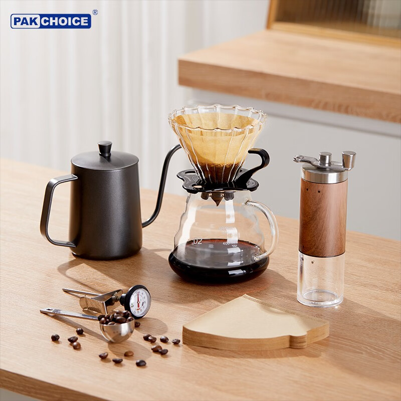 PAKCHOICE Hand-brewed coffee pot set Home hand-grinded coffee machine set Mid-Autumn Festival gift Recommended for beginners Basic 7-piece set