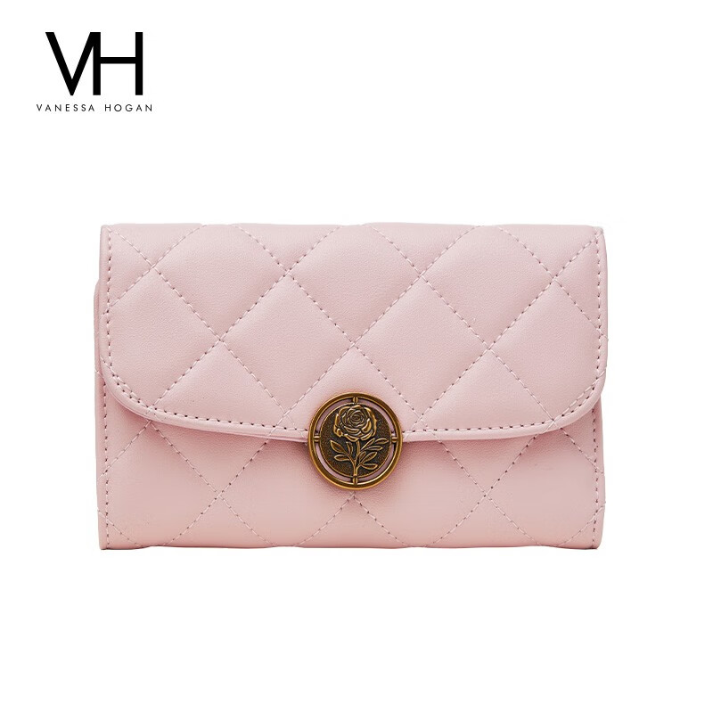 VANESSA HOGAN VH Women's Bag Fashion Rose Wallet Diamond Wallet Clutch Multi-Card Slot Cow Card Bag Women's Valentine's Day Gift Yellow