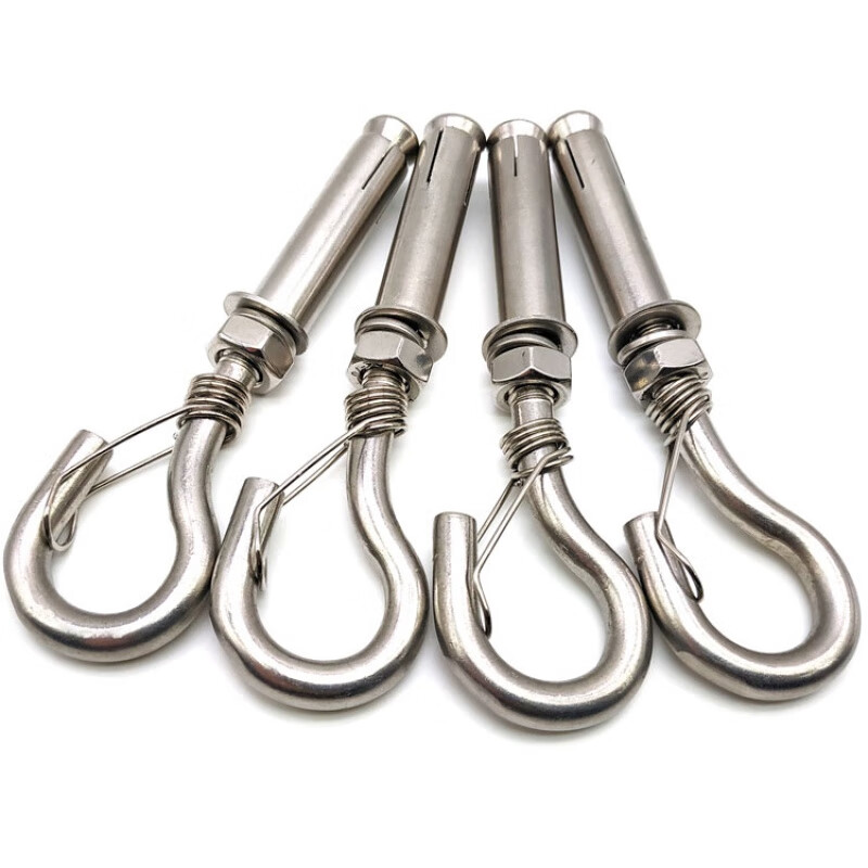 Wenzhi m8 stainless steel expansion screw bolt hook screw 304 hook manhole cover mesh manhole mesh with hook M8-with spring expansion hook (price of 2)