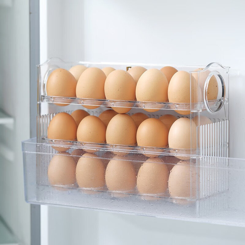 Sungsa refrigerator egg storage box food-grade crisper side door special storage egg rack flip egg tray transparent flip egg box can hold 30 pieces