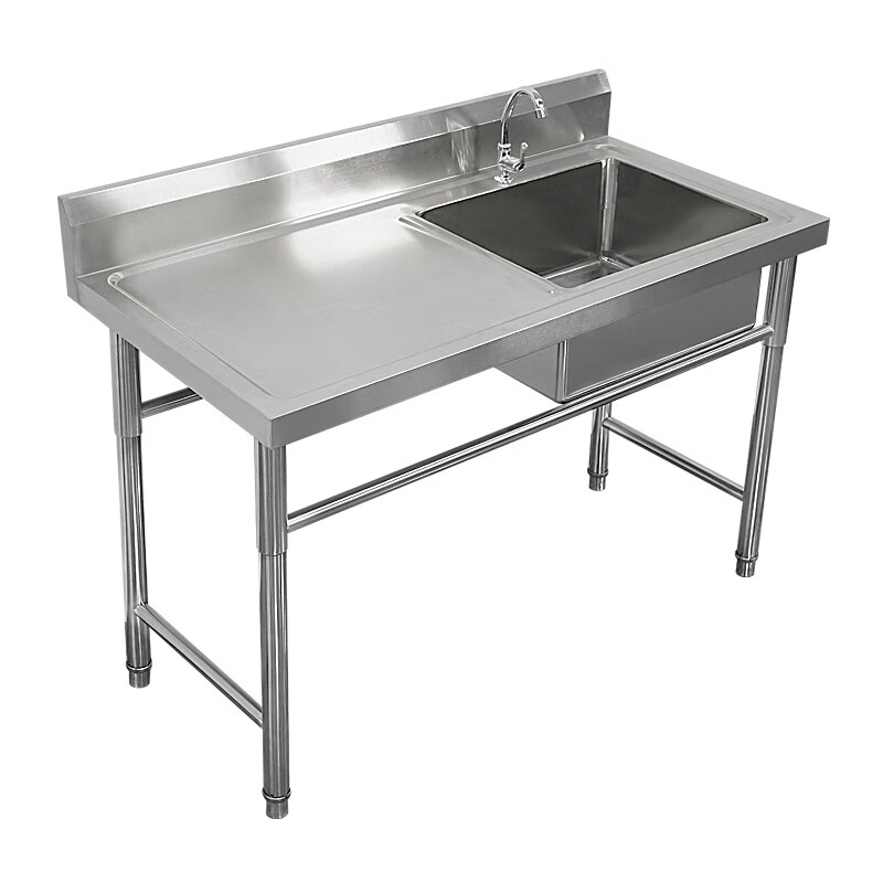 Commercial stainless steel sink with stand kitchen single and double sinks for washing dishes and vegetables wash basin with platform canteen Ordinary model 100*50*80 single pool right platform