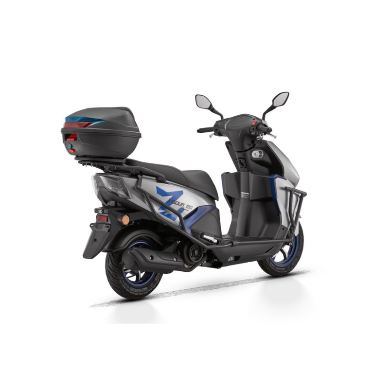 Qianjiang Jin 150 scooter fuel motorcycle, fuel-saving commuting, bumper + tail box, front and rear CBS, new silver gray