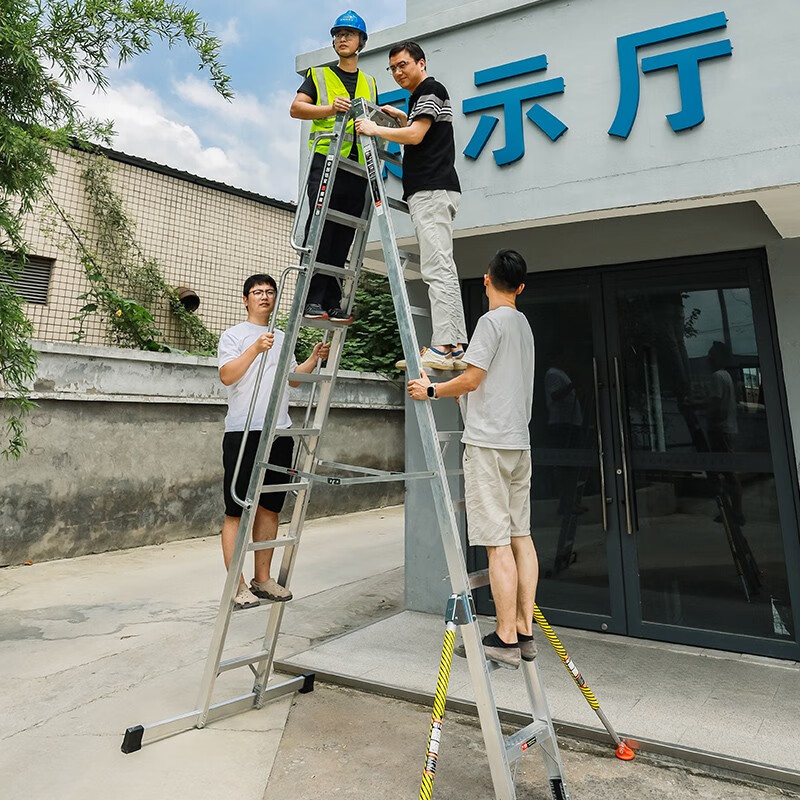 Zhongchuang Ladder Thickened Aluminum Double-sided Herringbone Ladder Engineering Ladder 4m Safety Ladder 2m 3m 6m Telescopic Ladder Folding Ladder 13-step Deluxe Edition 99013AH / Herringbone Ladder 3.78m