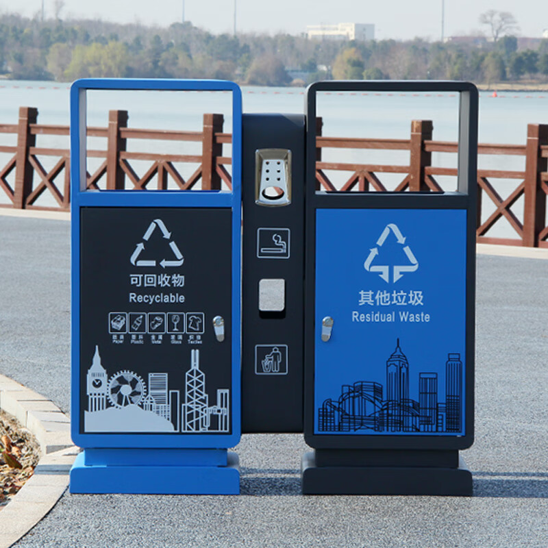 Maixiang sanitation outdoor trash can 201 stainless steel two categories customized new national standard sanitation peel box large commercial trash can outdoor park scenic spot property shopping mall