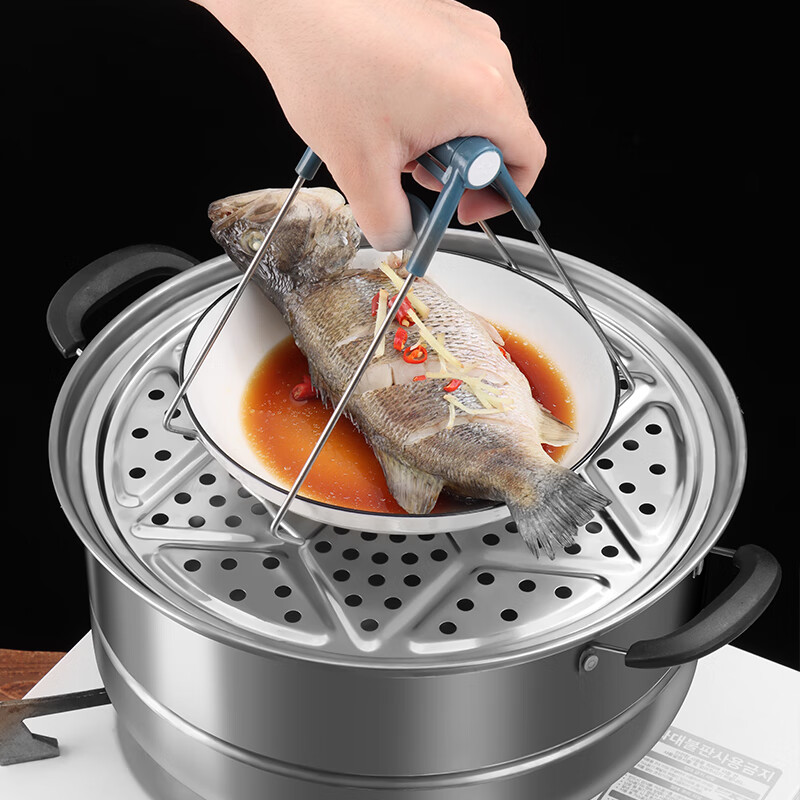 Baijie 304 stainless steel steaming rack, steaming sheet, steaming tray, steaming grid, wok, steaming plate, grate, water-proof steamer rack, steaming vegetable steaming curtain 29cm