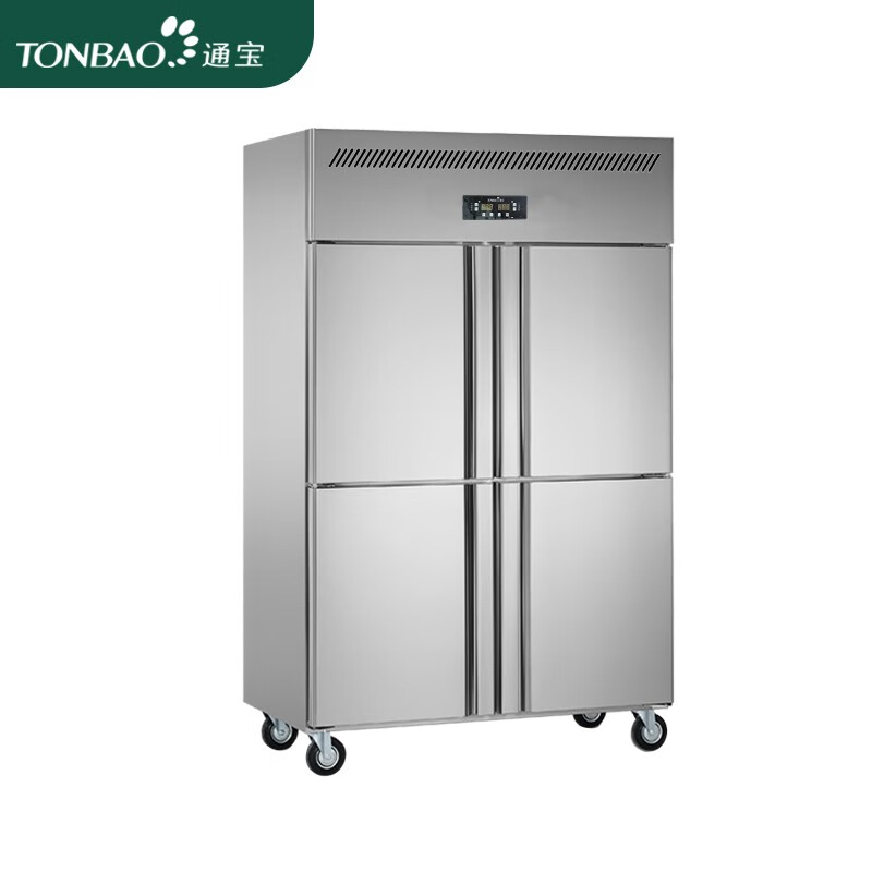 TONBAO vertical commercial refrigerator four-door freezer large-capacity hotel kitchen fresh-keeping freezer stainless steel tall four-six-door refrigerator Q1000L4 four-door concealed tube upper and lower freezing customized