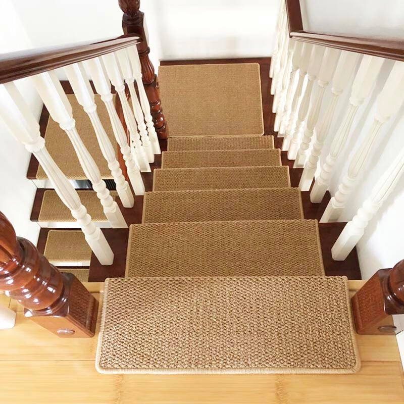 Huade imitation sisal plain stair carpet step non-slip carpet can be customized corner rest platform glue-free self-absorbing imitation sisal camel rectangle 75*24*4 cm vertical angle