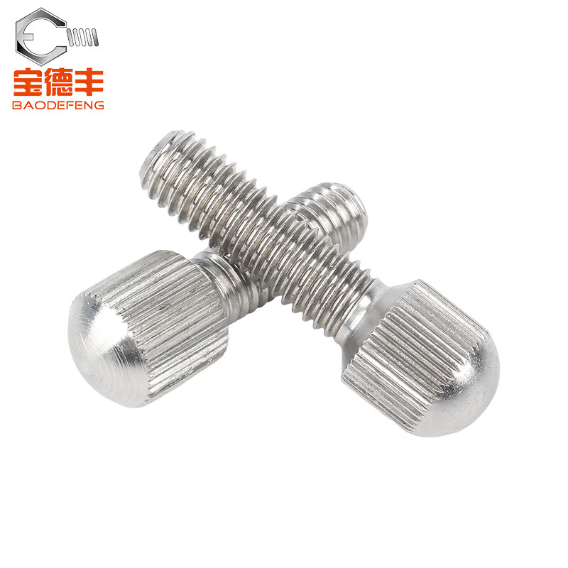 Baodefeng 304 stainless steel small head knurled hand screw GB836 round single head vertical grain adjustment screw bolt national standard M3x18 (2 pieces)