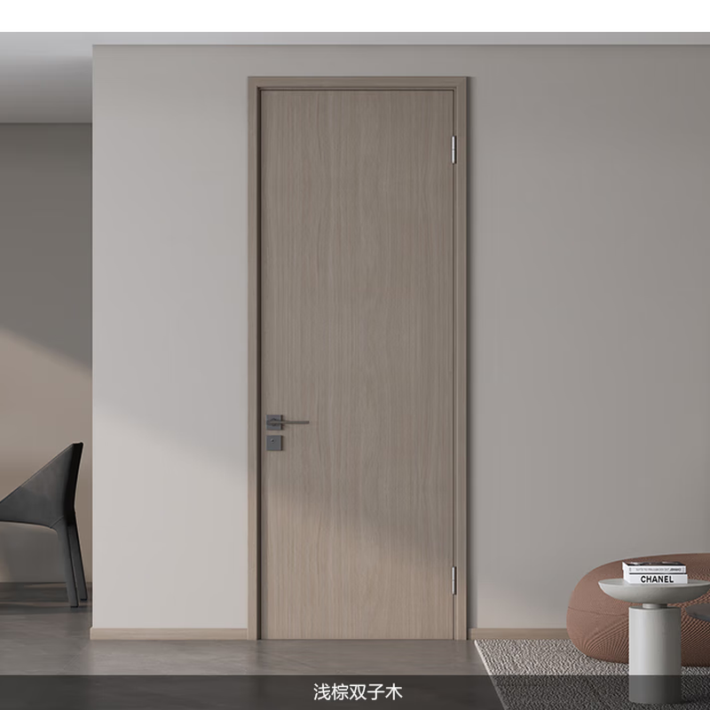 Mengtian Woodwork Water-lacquered wooden door Interior door Bedroom door Plain 4P61 Whitewashed Autumn Fragrance