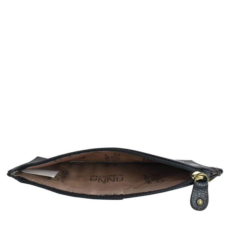 Anna by Anuschka wallet women hand painted peonies and flowers black