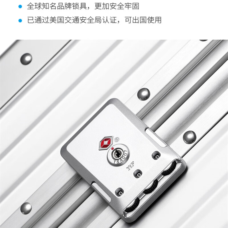 Dream Traveler all-aluminum magnesium alloy trolley case universal wheel suitcase metal suitcase for men and women 26 inches silver with green