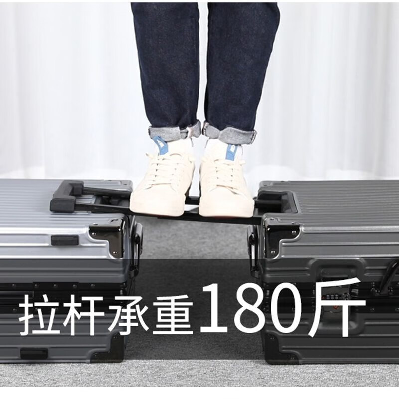 Qizhenge Large Capacity Luggage 30-inch Aluminum Frame Trolley Case Internet Celebrity Student Password Box Men and Women Moving Abroad Shipping Box Obsidian Black (Steel Nail Reinforced Aluminum Frame + Thickened Box) 30 Inch