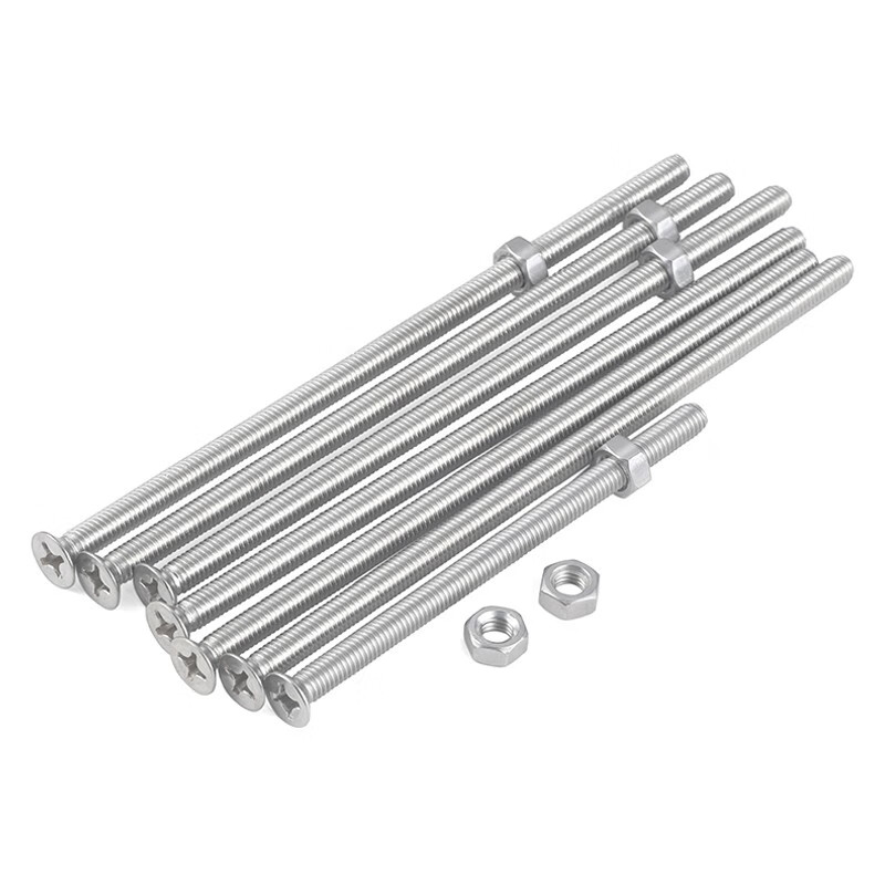 JINGGONG 304 stainless steel extended cross countersunk head screws flat head long screw rod with nut 6L M4*130 (5 sets)