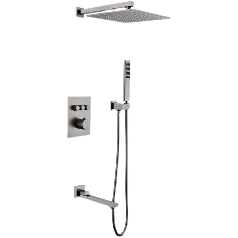 Hansgrohe all-copper brushed gold wall-mounted shower shower concealed pre-embedded wall outlet embedded constant temperature shower set brushed gold * rain shower water outlet top spray