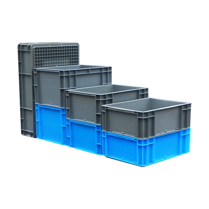 Xinhou plastic logistics turnover box turtle plastic box with lid turnover basket large rectangular plastic storage box transport EU box 200*300*120mm gray without lid 2311