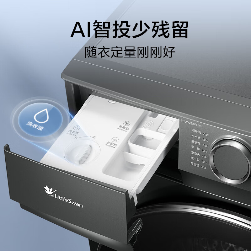 LittleSwan 12kg large capacity fully automatic drum washing machine Water Cube color protection and shape protection sterilization 1.1 washing ratio home appliance subsidy first level energy efficiency intelligent placement TG120V618PLUS drum