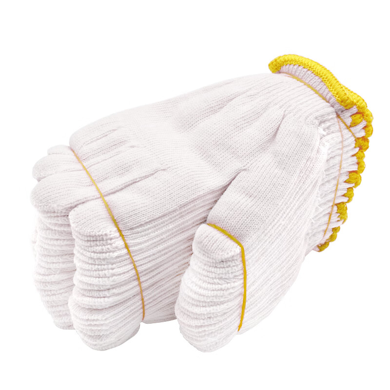 Shengfang gloves labor protection wear-resistant work anti-slip cotton thickened white cotton yarn cotton thread construction site gloves 550 yellow edge 60 pairs