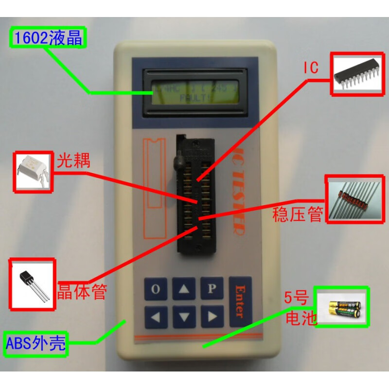 Chip instrument integrated circuit tester transistor ntegrated Circuit IC Tester host + 3 gold-plated patch holders ()