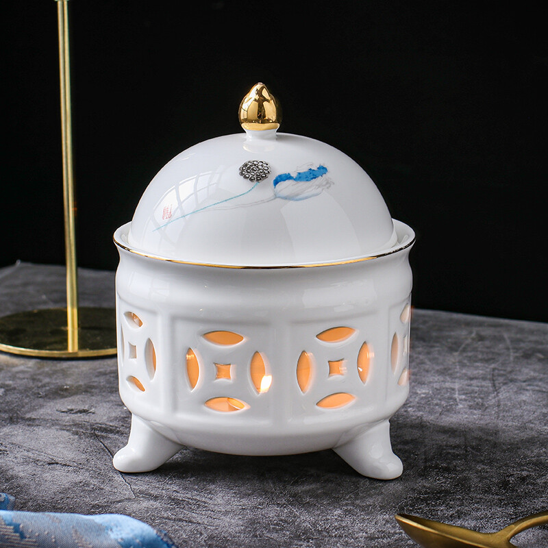 Chidu Shark's Fin Bowl Candle Heating Bowl Stew Cup Tableware Club Abalone Rice Bird's Nest Sea Cucumber Liao Ginseng Soup Cup 5.5-inch Dayan Warm Cup-White Porcelain