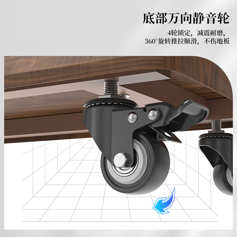 TAZD mobile TV stand (32-100 inches) universal floor-standing TV rack TV cart video conferencing all-in-one display art imitation wood grain shelf 32-75 inches stable upgrade for home and business dual-use