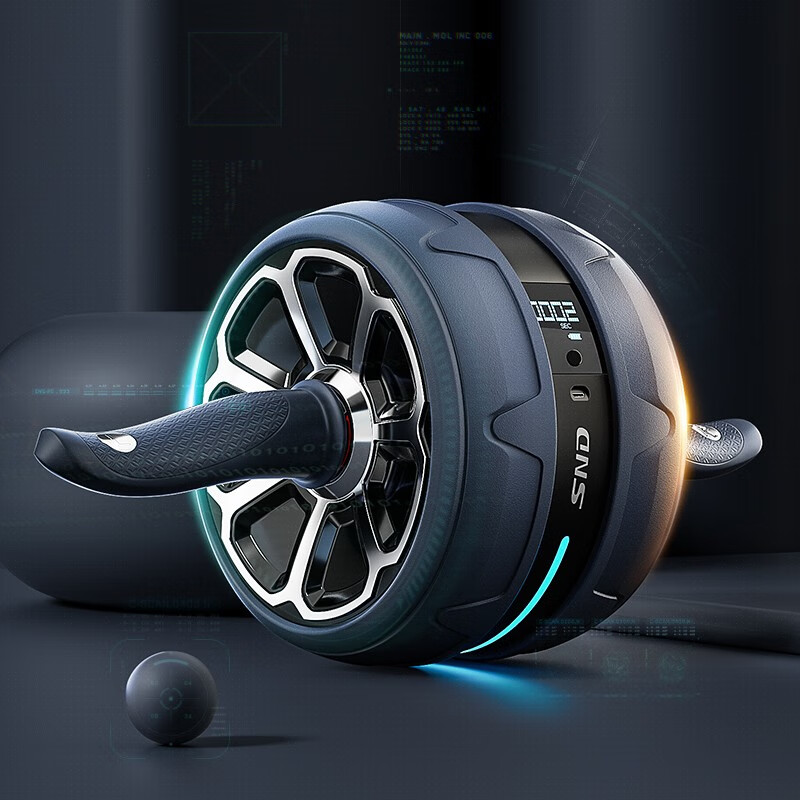 SND Abdominal Wheel Automatic Rebound Intelligent Abdominal Wheel Men's and Women's Silent Fitness Wheel Giant Wheel Portable Fitness Equipment Intelligent Abdominal Wheel-Blue Real-time Data/Calorie Detection/SEC Display