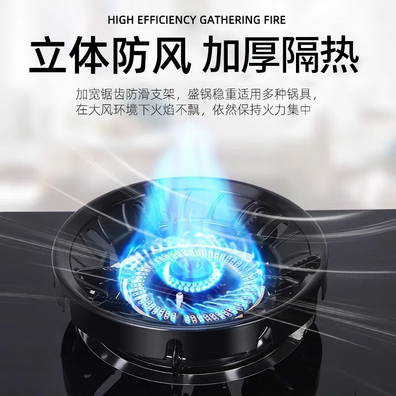 Qingshan Air Gas Stove Windproof Cover Fire Gathering Cover Universal Thickened Gas Stove Fire Gathering Ring Double-layer Stove Home Natural Gas Gas Stove Windproof Cover (Four Openings Black)