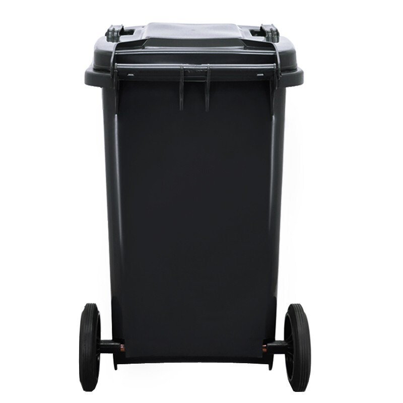 Hasdick 240L outdoor large trash can trailer outdoor sanitation hotel kitchen waste classification thickened large capacity plastic outdoor property black dry garbage HK-363