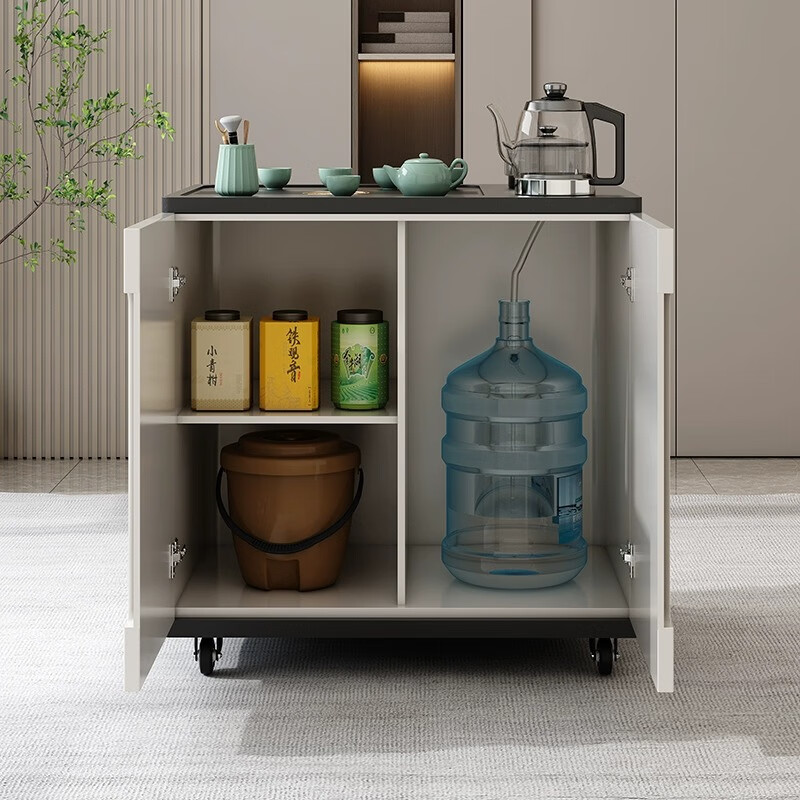 Menglong mobile tea table side cabinet home balcony small tea table type rotating tea cart living room sofa side table light luxury tea cabinet single table free full set of induction cooker tea set
