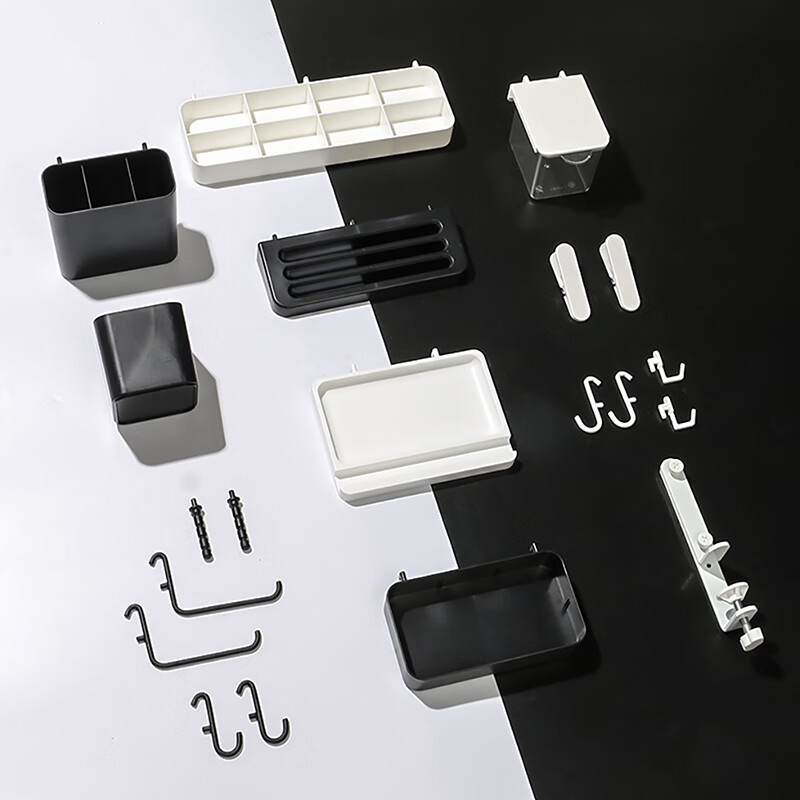 No-punch wall hole board accessories hook wall rack wall-mounted desk storage rack kitchen enlarged square plate-white no specifications