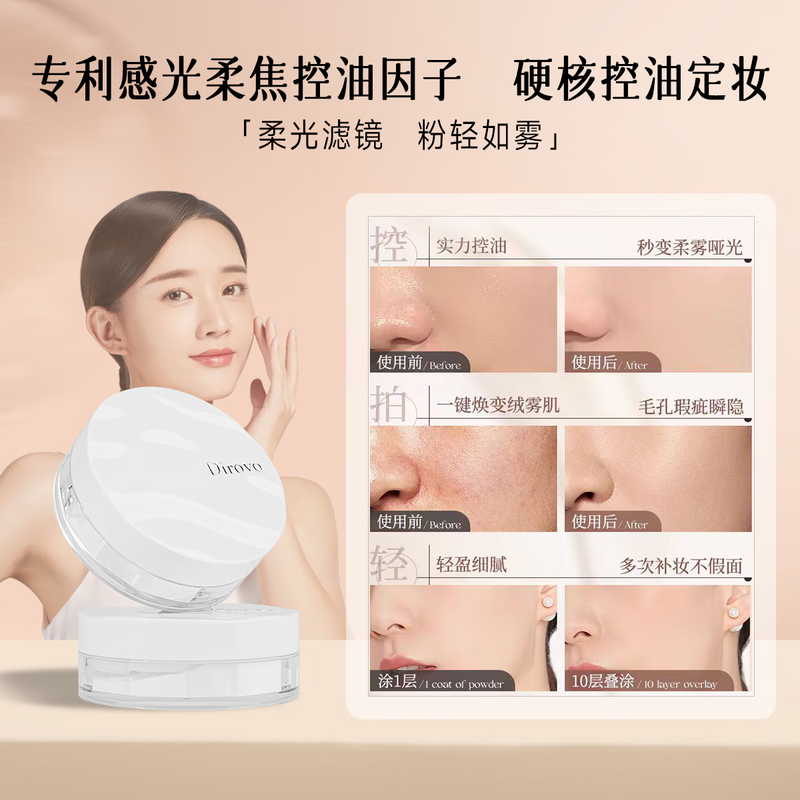 Tilowei Ren Jialun's same style concealer, oil control, non-removing makeup powder, waterproof and sweat-proof powder, ivory
