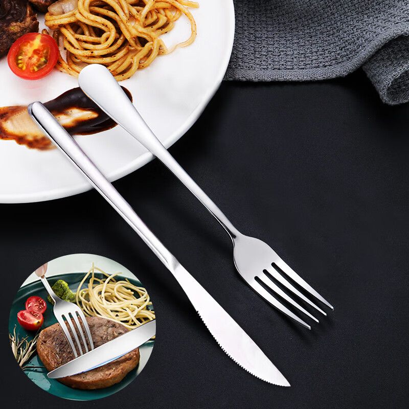 Shihua 304 stainless steel forks, 410 stainless steel knives, 2-piece Western cutlery set, extended and thickened Western knives, steak knives and forks