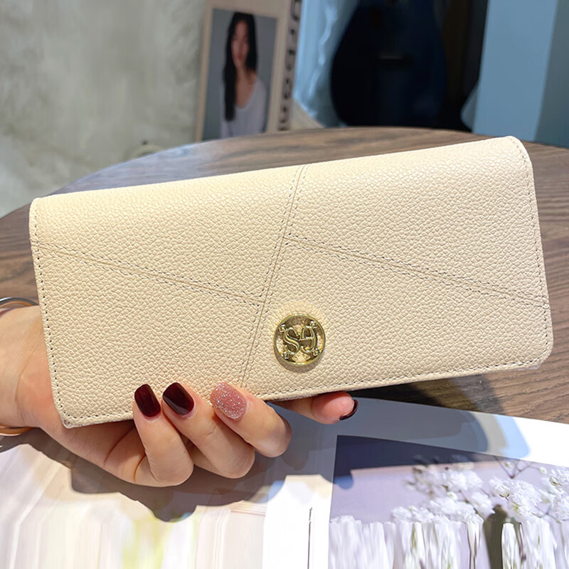 VUNIQSON high-end long wallet women's genuine leather 2025 new large-capacity soft cowhide wallet fashionable hand coin card holder off-white - first layer cowhide