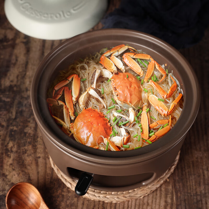 Pottery King ceramic dry pot solid alcohol stove pot integrated heating household small hot pot household casserole alcohol pot large size 2 liters + alcohol block one pack 27cm