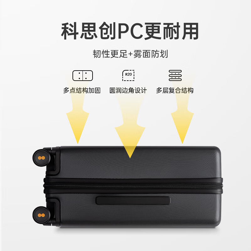 Horizon 8 (LEVEL8) suitcase male and female password student boarding case 20-inch traveler series classic PC universal wheel trolley case black