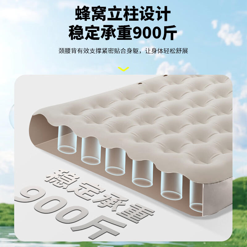 Huihecheng air mattress outdoor camping automatic inflatable moisture-proof mattress household air mattress portable folding lunch break companion for three people