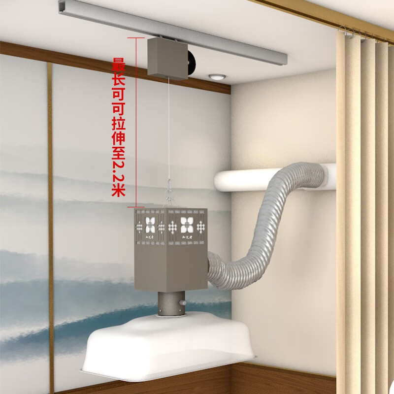 SZJIJE Moxibustion Pavilion Smoke Exhaust Artifact Traditional Chinese Medicine Hospital Pediatric Massage and Moxibustion Project Smoke Exhaust System Pipeline Smoke Exhaust Fast and No Residue Two-bed 150P fan package + 80*40 huge hood