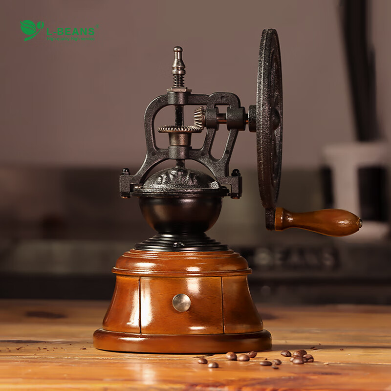 L-BEANS hand-cranked bean grinder household coffee bean grinder manual coffee machine grinder upgraded version grinding core wheel adjustable small handwheel bean grinding machine (carbon steel grinding core)
