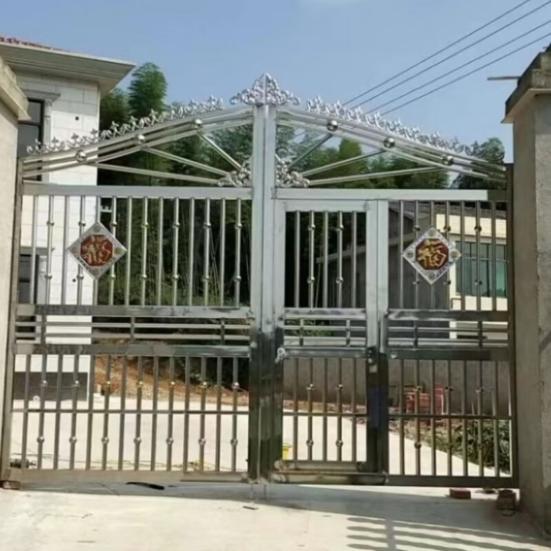 Qinkai 304 stainless steel yard door villa courtyard rural rural door double door fence Chinese style width three meters complete set great value