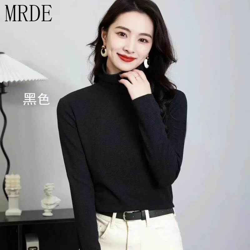 MR.DE Yilan premium double-sided Australian velvet Angora red turtleneck bottoming shirt for women in autumn and winter, versatile temperament, slim inner top, retro green (double-sided Australian velvet) XL (recommended 120-135 catties)