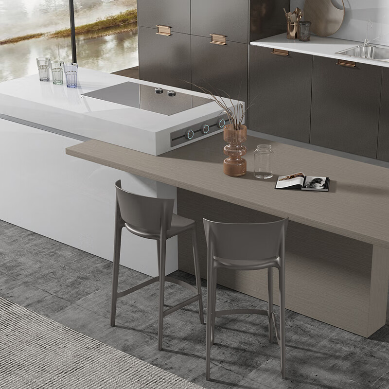 Zhibang integrated kitchen cabinets customized kitchen quartz stone countertops PET skin-friendly material cabinets integrated stove cabinets Meteor Shower