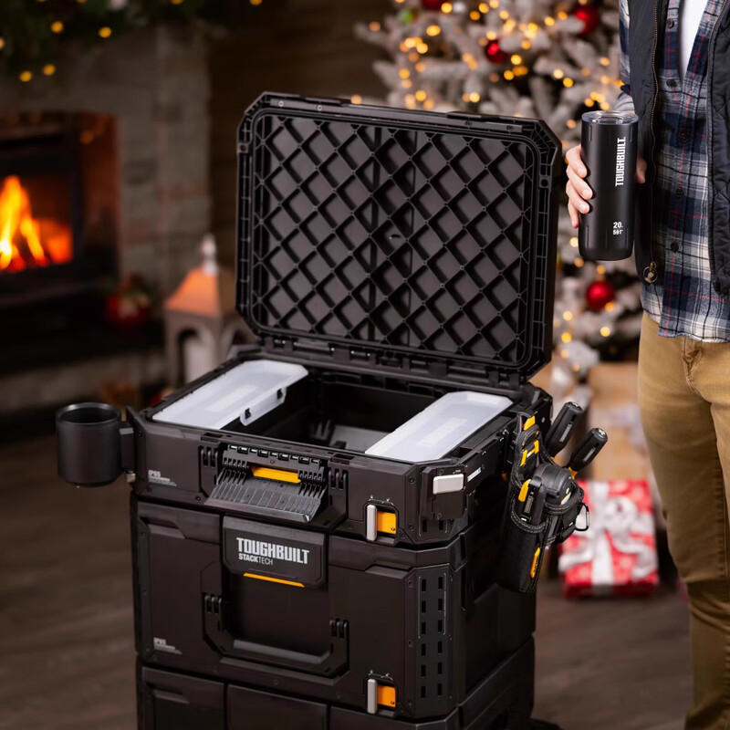 TOUGHBUILT stackable tool box three-piece set pull rod multi-functional repair vehicle combination with storage stacking box stackable tool box 4-piece set